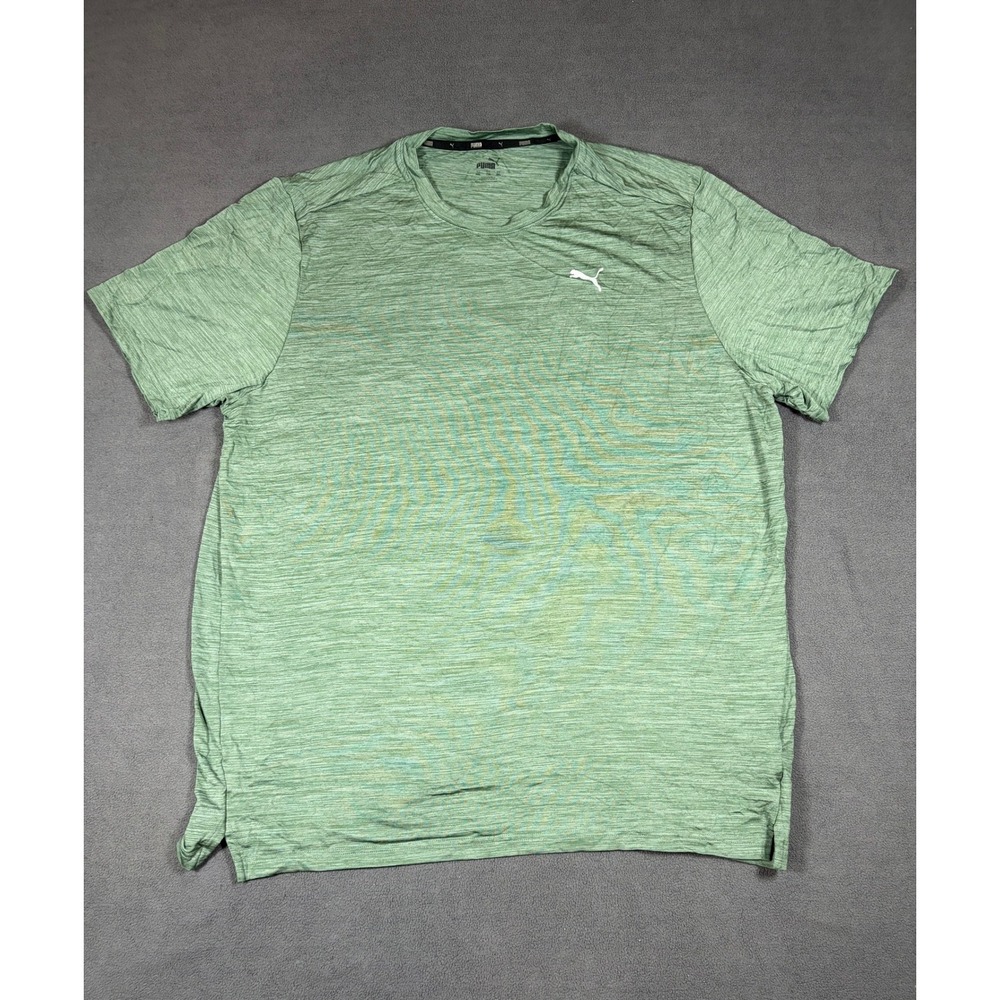 Puma Training T-Shirt Mens XXL Green Space Dye Short Sleeve Performance Top